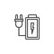 Charging battery outline icon