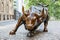 The charging bull statue on wall street in new york city