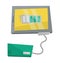 Charging digital tablet from solar battery.