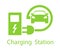 Charging for electric vehicles. Logo Road sign template of electric vehicle. Vector illustration of a minimalistic flat