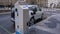 Charging modern electric cars on the street station in Budapest