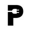 Charging parking creative sign. Plug in letter P.