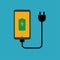 Charging smartphone vector with simple flat design