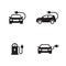 Charging station electric car icons set