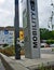 Charging station of an electric filling station for emission-free electric cars in the parking lot of a supermarket