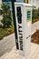 Charging station of an electric filling station for emission-free electric cars in the parking lot of a supermarket