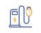 Charging station line icon. Car charge plug sign. Vector