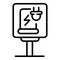 Charging station road sign icon, outline style