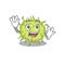 A charismatic bacteria coccus mascot design style smiling and waving hand