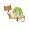 Charismatic Judge pudding green tea cartoon character design wearing cute glasses