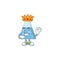 The Charismatic King of blue chemical bottle cartoon character design wearing gold crown