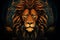 Charismatic Lion head astrological sign. Space sign star