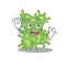 A charismatic salmonella enterica mascot design style smiling and waving hand