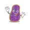 A charismatic shigella sp. bacteria mascot design style smiling and waving hand