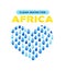 Charity clean Water poster. Social illustration about problems Africa. Giving donations for African children and people.