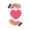 Charity concept. Donator holding heart in their hands