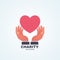 Charity concept. Donator holding heart in their hands. Vector illustration flat design