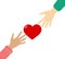 Charity concept. Heart in hands. Symbol of volunteering , help, mercy, love, goodness and hope. Vector illustration in