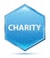 Charity crystal blue hexagon button