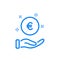 Charity, Donate, Give and Help concept. Pay, Save and Invest Money Line Icon. Hand with a Coin Line Icon. Give Alms Icon