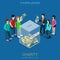 Charity donation funding flat 3d isometric web infographic