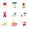 Charity donation organization icons set flat style
