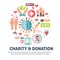 Charity and donation symbols vector poster