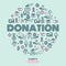 Charity and donations. Set with thin line icons. Vector illustratio