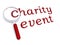 Charity event with magnifiying glass