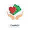 Charity flat icon. Color simple element from volunteering collection. Creative Charity icon for web design, templates,
