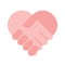 Charity help concept, flat holding hands heart sign vector illustration