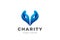 Charity Help Hands Heart shape Logo design vector.