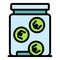 Charity jar money icon vector flat