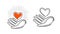 Charity, life, love, health logo. Heart in hand icon or symbol. Vector illustration