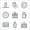 charity line icons. linear set. quality vector line set such as church, piggy bank, book, public toilet, lunchroom, donation,