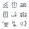 Charity line icons. linear set. quality vector line set such as speaker, fist, plane, first aid kit, save water, transfer, truck,