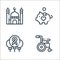 charity line icons. linear set. quality vector line set such as wheelchair, balloon, piggy bank