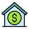 Charity money house icon vector flat