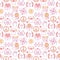 Charity vector seamless pattern with flat line icons. Donation, nonprofit organization, NGO, giving help illustrations