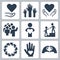 Charity and volunteer icons in glyph style