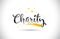 Charity Word Vector Text with Golden Stars Trail and Handwritten