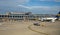 Charleroi, Belgium. The Charleroi Bruxelles Sud international airport. View of the gates and parking of the airplanes