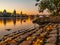 Charles Bridge with Old Town Bridge Tower reflected in Vltava River at morning sunrise time, Prague, Czech Republic