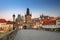 Charles bridge in Prague at dawn, Czech Republic