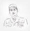 Charles de Gaulle vector sketch portrait isolated