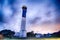 Charleston lighthouse at night located on Sullivan\'s Island in