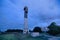 Charleston lighthouse at night located on Sullivan\'s Island in