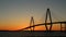 Charleston, South Carolina, May 7, 2017: the Arthur Ravenal Bridge crossing over the Cooper River at sunset