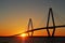 Charleston, South Carolina, May 7, 2017: the Arthur Ravenal Bridge crossing over the Cooper River at sunset