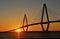 Charleston, South Carolina, May 7, 2017: the Arthur Ravenal Bridge crossing over the Cooper River at sunset